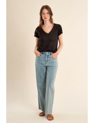 T-shirt col V, doré