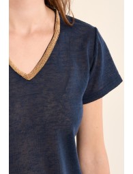 V-neck T-shirt, gold