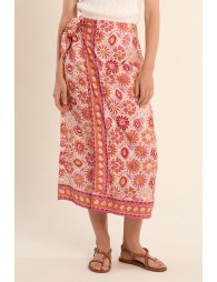 Long printed wrap skirt