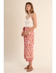 Long printed wrap skirt