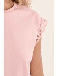 Openwork sleeve T-shirt