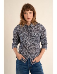 Printed cotton shirt, flap pockets