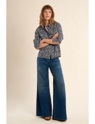 Printed cotton shirt, flap pockets