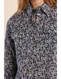 Camisa de mujer de manga larga, estampado flores.