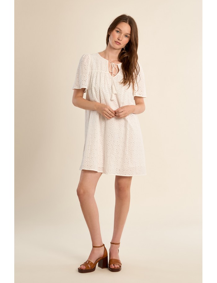 Cotton t-shirt dress, broderie anglaise
