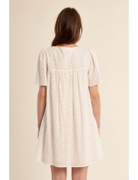 Cotton t-shirt dress, broderie anglaise