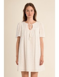 Cotton t-shirt dress, broderie anglaise
