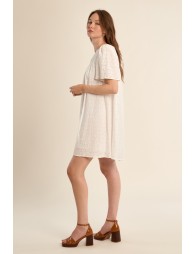 Cotton t-shirt dress, broderie anglaise