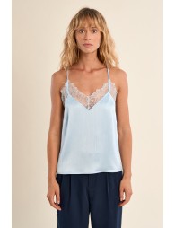 Top de mujer lencero, de tirantes, con encaje.