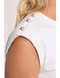 Camiseta de mujer de manga corta, detalle botones.