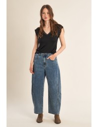 T-shirt à col V, orné de strass