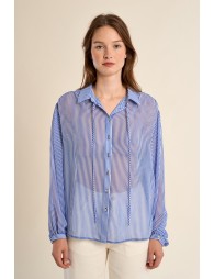 Large chemise rayée, en semi-transparence