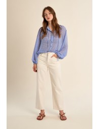 Wide striped shirt, in semi-transparency