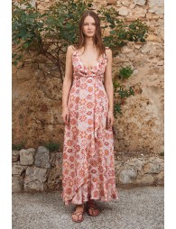 Robe longue porte-feuille, imprimée