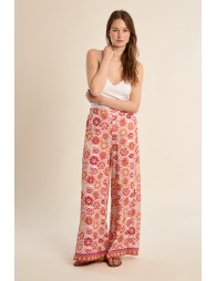 Pantalón de mujer largo, estampado étnico.