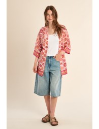 Kimono de mujer de manga 3/4, estampado étnico.
