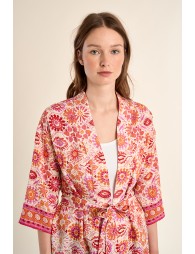 Kimono de mujer de manga 3/4, estampado étnico.