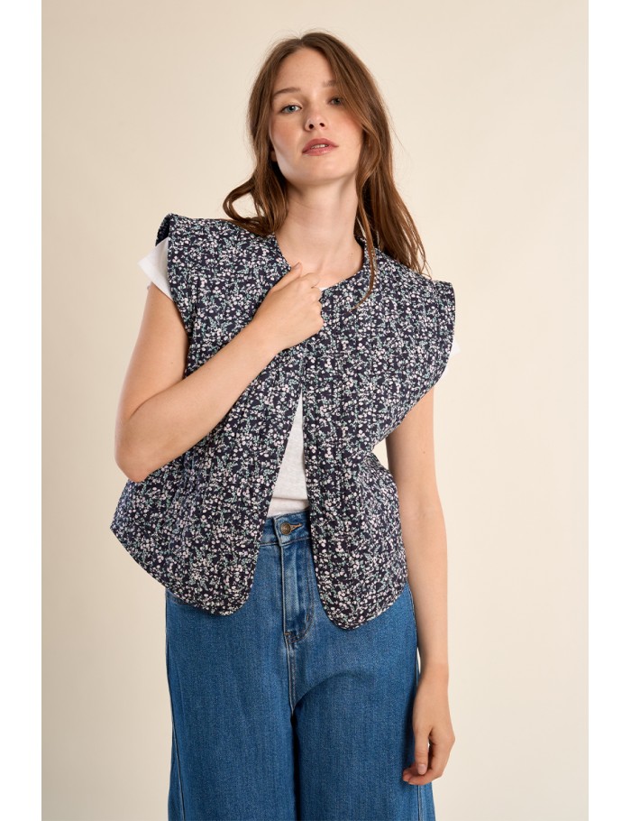 Chaleco de mujer, estampado flores.