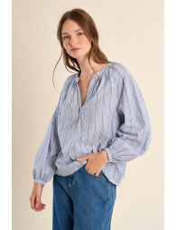 Blouse en cotton, rayée