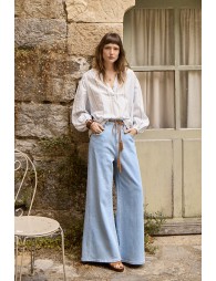 Striped cotton blouse, patterned