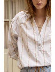 Blouse en coton rayée, à motifs