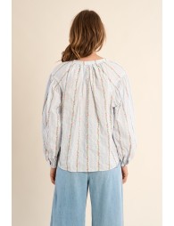 Blouse en coton rayée, à motifs