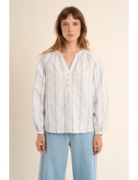 Blouse en coton rayée, à motifs