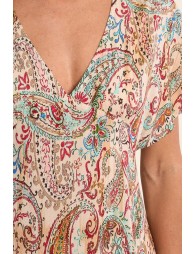 Long, flowing dress with cashmere print