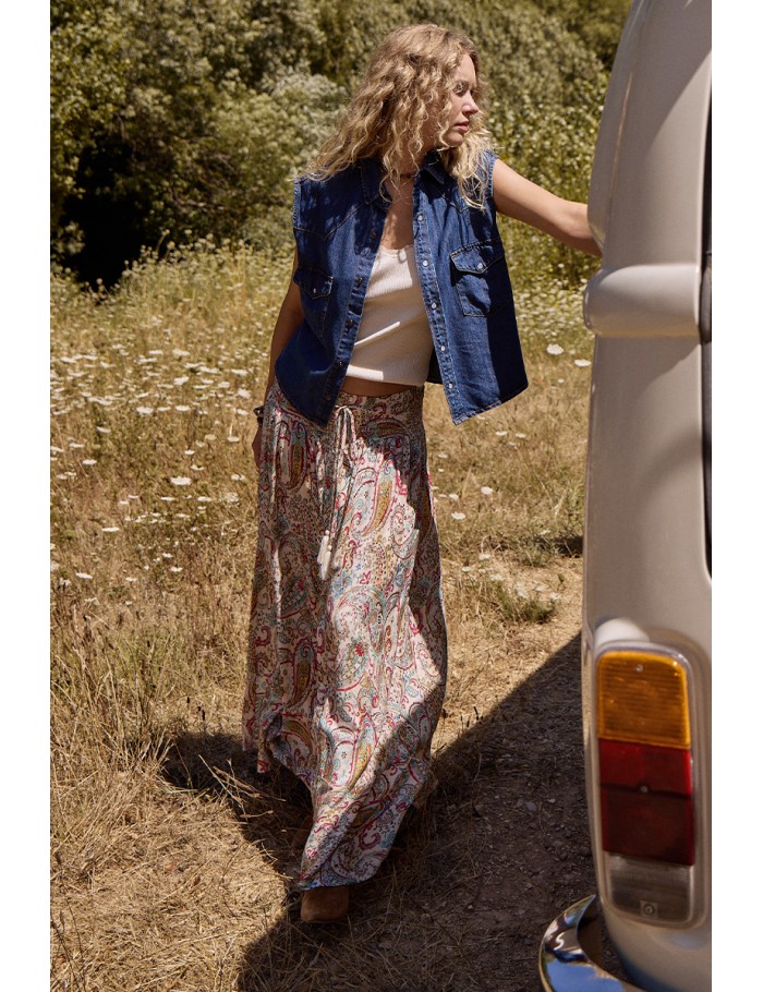 Long skirt, cashmere print