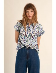 Short-sleeved blouse, printed
