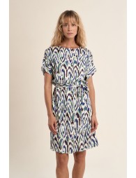 Robe courte ceinturée, imprimée