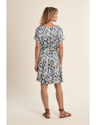 Robe courte ceinturée, imprimée