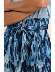 High-waisted, printed paperbag shorts