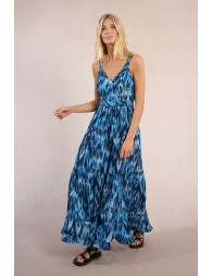 Long dress with ruffles, printed