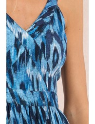 Long dress with ruffles, printed