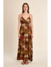 Vestido largo, de tirantes, con estampado.