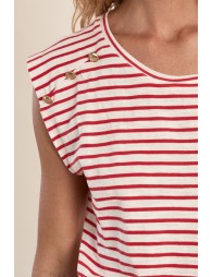 Camiseta de mujer de manga corta, estampado rayas.