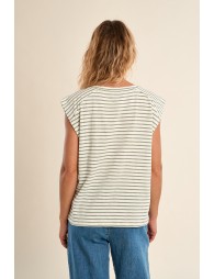 Camiseta de mujer de manga corta, estampado rayas.