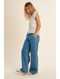 Cotton sailor t-shirt with gold buttons