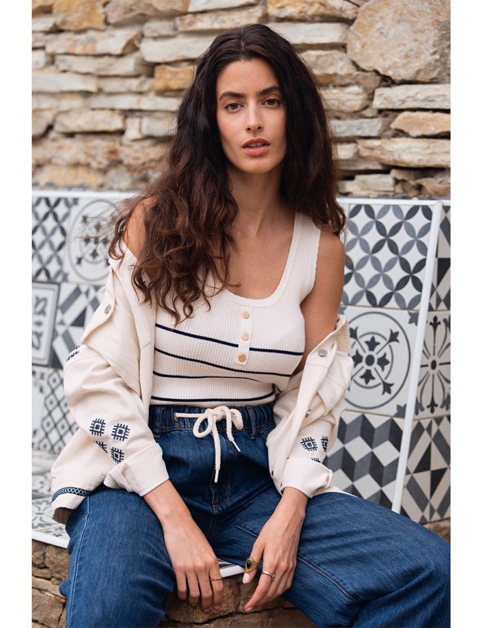 Top de mujer de tirantes, estampado rayas.