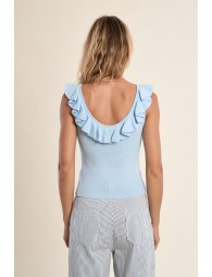 Débardeur col rond à volants