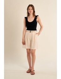 Round neck tank top with ruffles