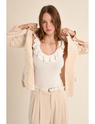 Round neck tank top with ruffles