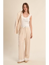 Débardeur col rond à volants