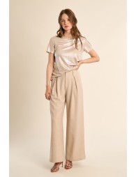 Wide leg pleated trousers