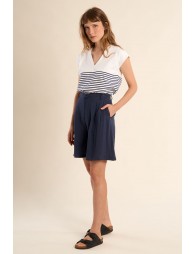 Short de mujer recto, detalle pinzas.