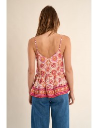 Top de mujer lencero, con estampado.