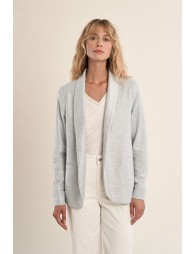 Blazer de mujer de manga larga, en tejido brillante.