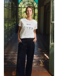 Pantalón de mujer tobillero, perneras anchas.