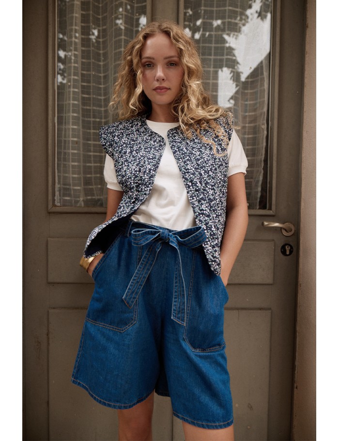 Short en coton, effet denim